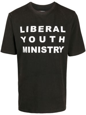 Liberal Youth Ministry logo-print stretch-cotton T-shirt - Black