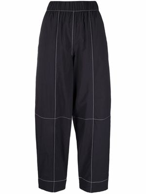 GANNI contrast-stitching straight trousers - Black
