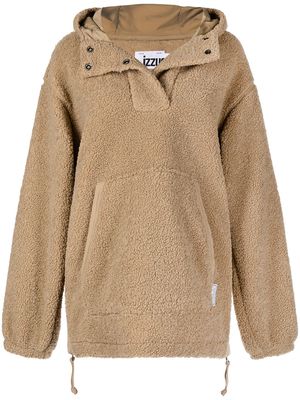 izzue embroidered-logo fleece hoodie - Brown