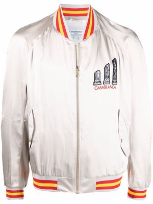 Casablanca embroidered zip-up bomber jacket - Grey