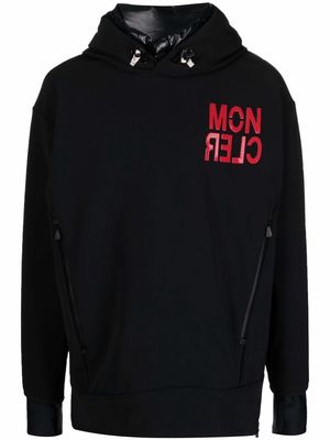 Moncler Grenoble logo-print padded-trim hoodie - Black