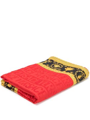 Versace Baroque trim beach towel - Red