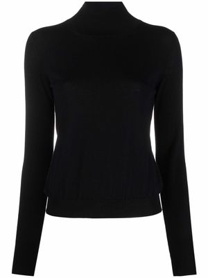 There Was One stripe-detail high-neck knitted top - Black