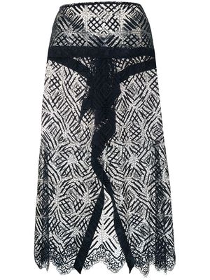 Michelle Mason sheer lace skirt - Blue