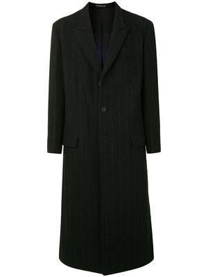 Yohji Yamamoto pinstripe single-breasted coat - Black