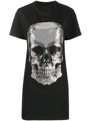 Philipp Plein Skull rhinestone T-shirt dress - Black