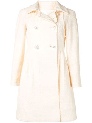 Chanel Pre-Owned 1990s double-breasted bouclé coat - White