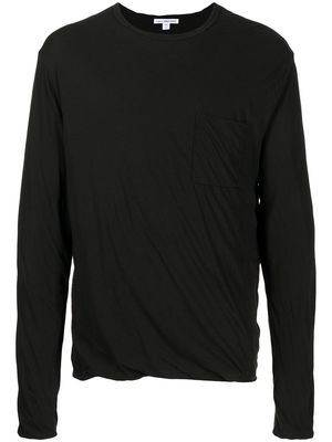 James Perse high-gauge jersey long-sleeve pocket tee - Black