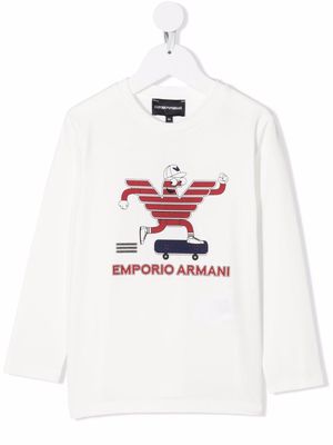 Emporio Armani Kids logo-print cotton sweatshirt - White