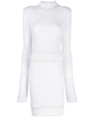 Balmain pearl and sequin embellished knitted dress - White