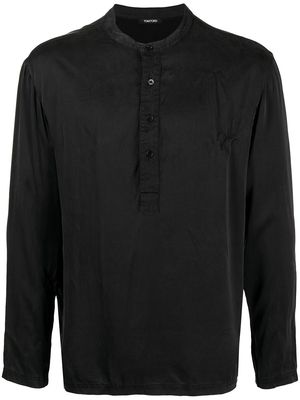 TOM FORD Henley stretch-silk loungewear shirt - Black