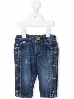 Balmain Kids stud-detail denim jeans - Blue
