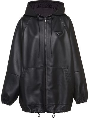 Prada hooded leather jacket - Black