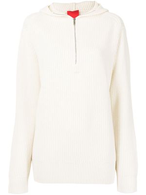 Cashmere In Love oversize zipped cashmere-knit hoodie - White