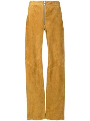Galvan mid-rise suede straight leg trousers - Brown