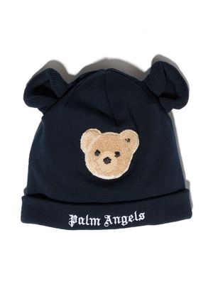 Palm Angels Kids Bear knitted beanie - Blue