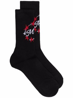 MSGM intarsia-knit logo ankle socks - Black