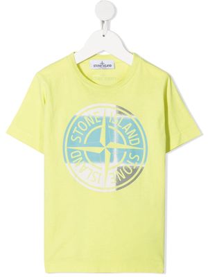 Stone Island Junior compass logo-print cotton T-shirt - Yellow