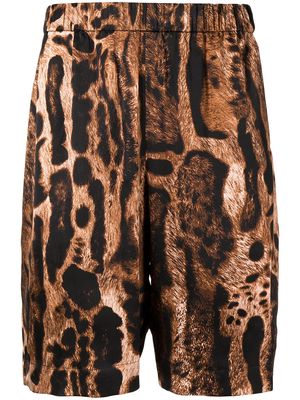 Edward Crutchley leopard print shorts - Brown