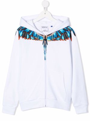 Marcelo Burlon County Of Milan Kids wings-print zipped hoodie - White