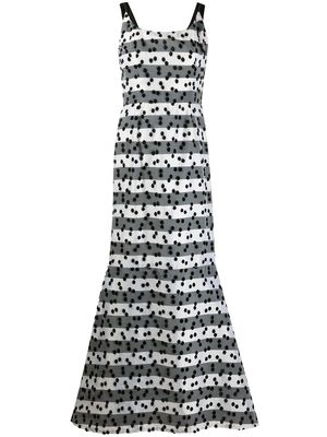 LANVIN Pre-Owned dot embroidery striped dress - Black
