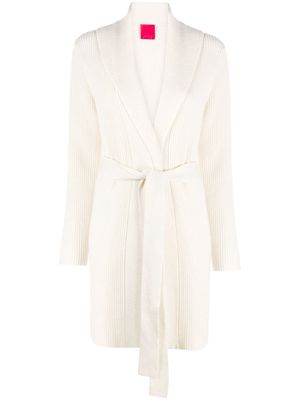 Cashmere In Love ribbed-knit midi cardi-coat - White