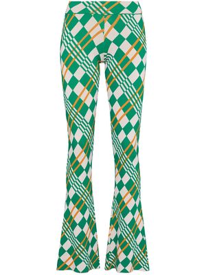 Dodo Bar Or Lola check-pattern flared trousers - Green