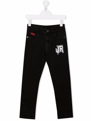 John Richmond Junior logo-print straight-leg jeans - Black