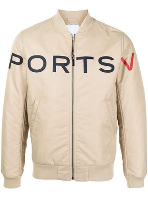 Ports V logo-print bomber jacket - Neutrals