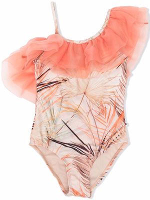 Molo ruffled palm leaves swimsuit - Neutrals