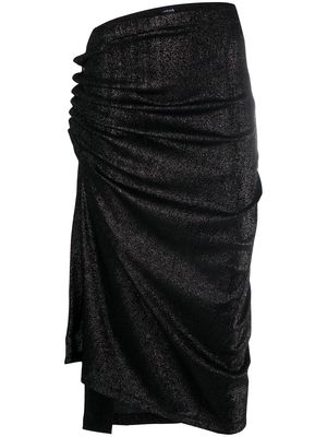 Paco Rabanne metallic threaded asymmetric skirt - Black