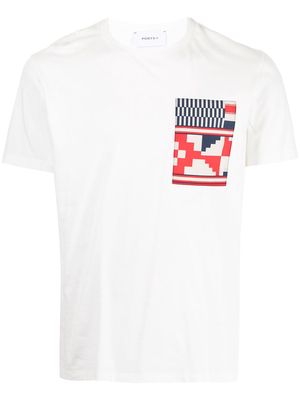 Ports V geometric-print logo T-shirt - White