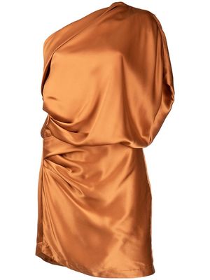 Michelle Mason one-shoulder silk mini dress - Orange