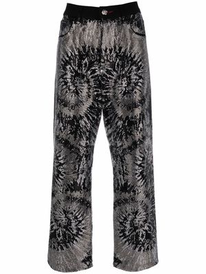 Philipp Plein embellished wide-leg jeans - Black