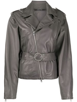 Maison Margiela belted leather jacket - Grey