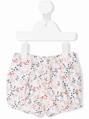 Knot floral-print shorts - White