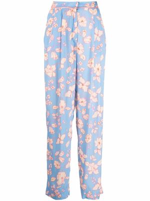 Forte Forte floral-print straight-leg trousers - Blue