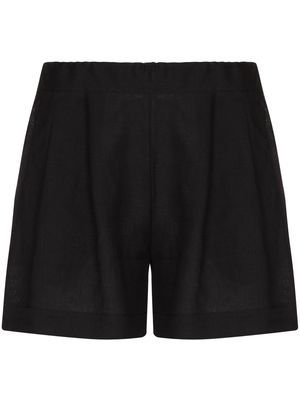 Asceno organic linen elasticated shorts - Black