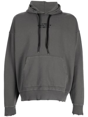 izzue distressed slogan-print hoodie - Grey