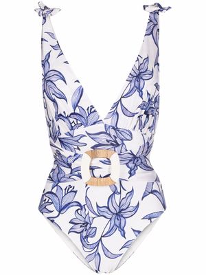 PatBO Stargazer floral-print swimsuit - Blue