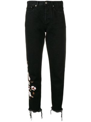 Off-White floral appliqués jeans - Black