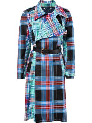 Charles Jeffrey Loverboy tartan-print belted trench coat - Multicolour