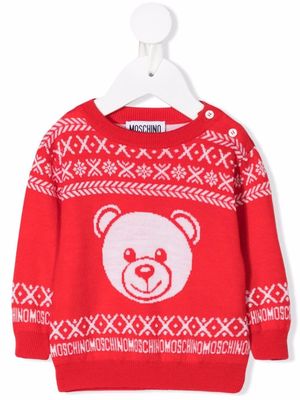 Moschino Kids logo embroidered knit jumper