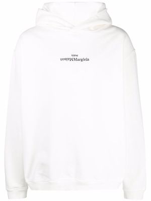 Maison Margiela logo-print drawstring hoodie - White