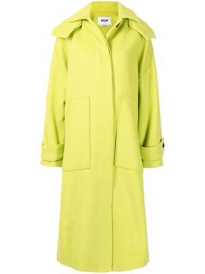 MSGM hooded side-slit long coat - Green