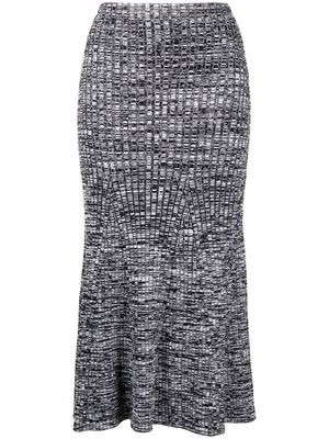 Self-Portrait speckle-knit midi skirt - Black