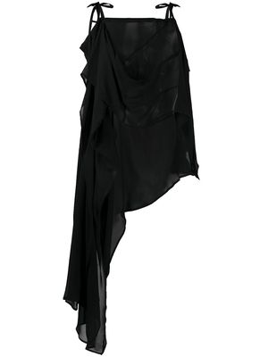 Ann Demeulemeester asymmetric midi dress - Black