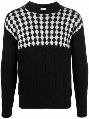 Saint Laurent checker knitted jumper - Black