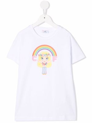 Chiara Ferragni Kids rainbow logo-printed T-shirt - White