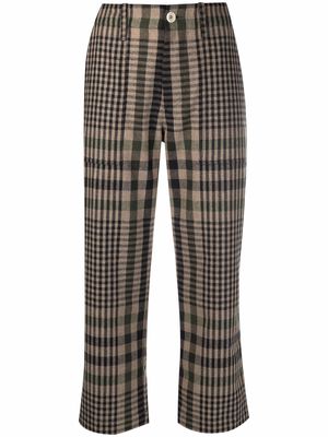 Jejia cropped check trousers - Neutrals